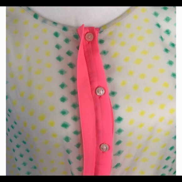 American Eagle Outfitters Neon Semi Sheer Sleeveless Tie Front Blouse - Picture 4 of 11